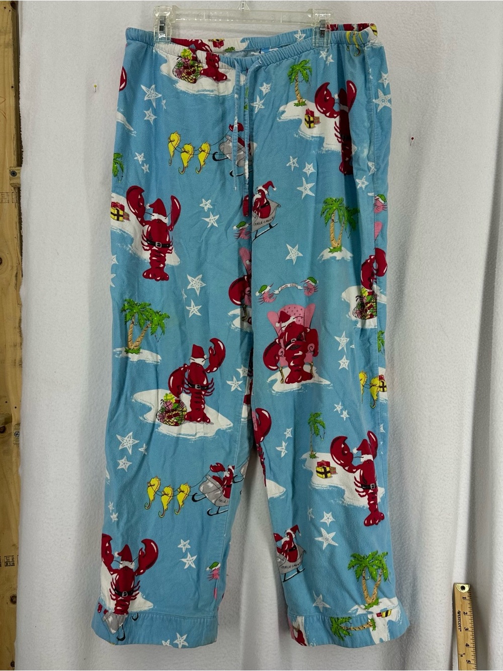 Nick & Nora Lobster Christmas Pajama Pants Large Blue